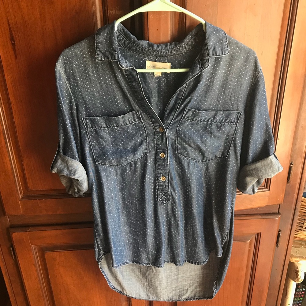 Anthropologie Cloth & Stone Pindot Chambray Shirt